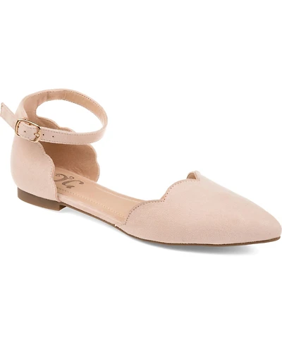 Journee Collection Women's Lana Scalloped Edge Ankle Strap Flats