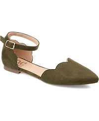 Journee Collection Women's Lana Scalloped Edge Ankle Strap Flats