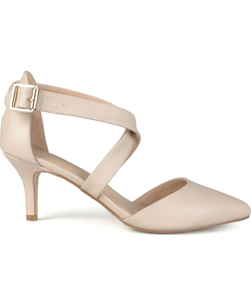 Journee Collection Women's Riva Crisscross Strap Pointed Toe Pumps