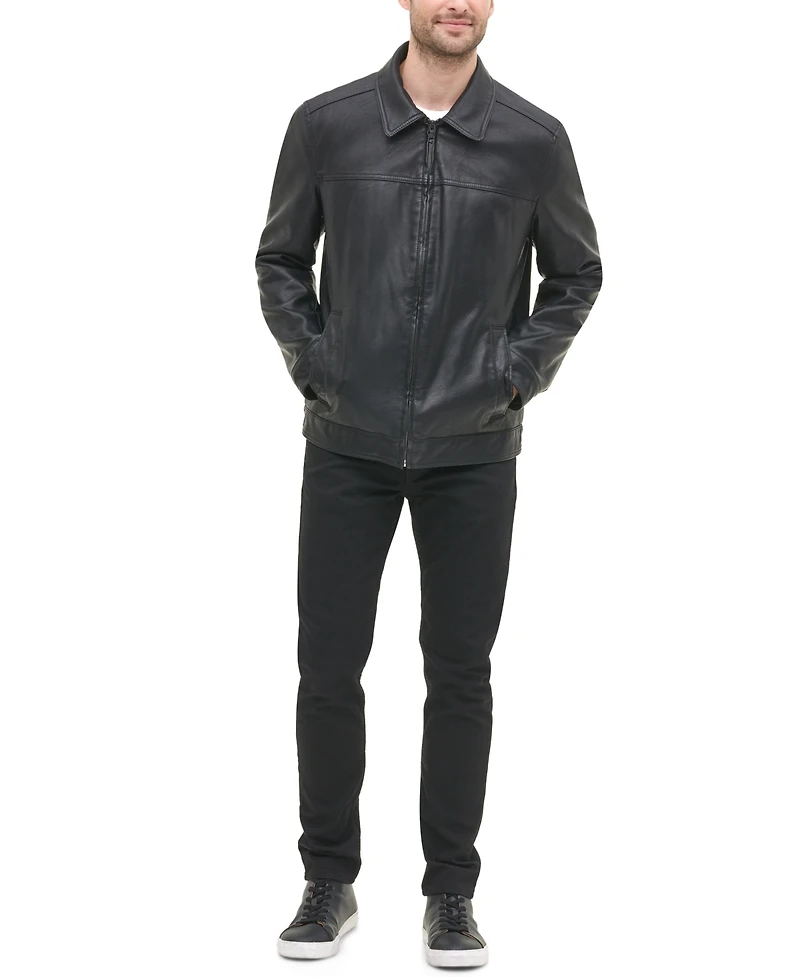 Tommy Hilfiger Men's Faux Leather Laydown Collar Jacket