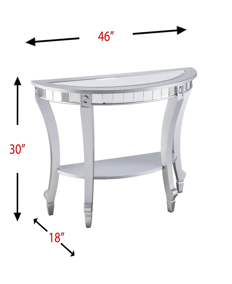 Pennsbury Glam Mirrored Demilune Console Table