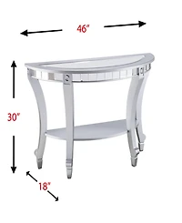 Pennsbury Glam Mirrored Demilune Console Table