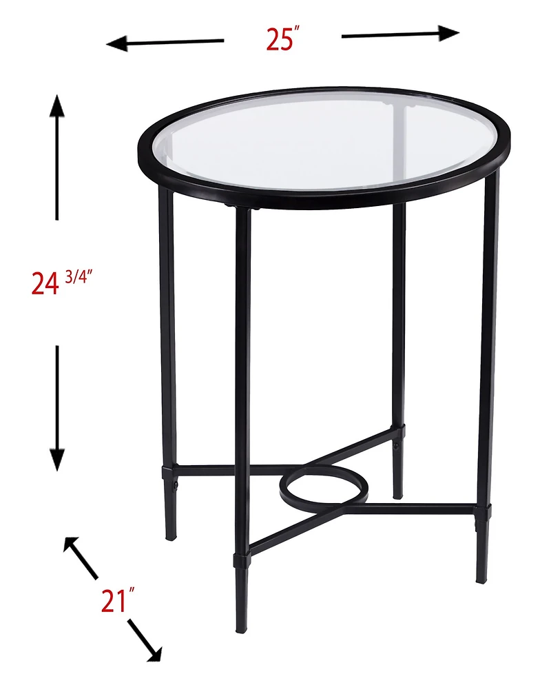 Carabella Metal and Glass Oval Side Table