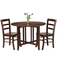 Alamo 3-Piece Round Drop Leaf Table with 2 Ladder Back Chairs