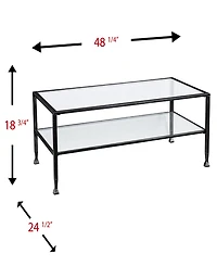 Brookford Metal and Glass Rectangular Open Shelf Cocktail Table