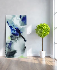 Empire Art Direct 'Blue Splash' Frameless Free Floating Tempered Art Glass Wall Art - 72" x 36''