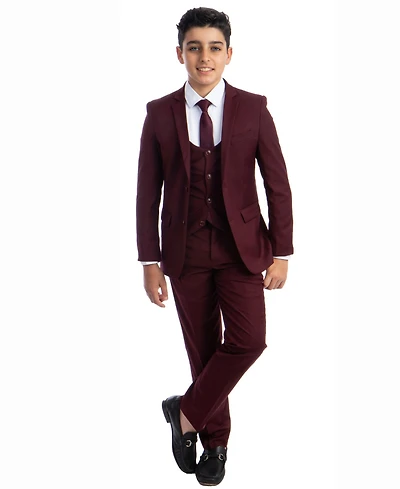 Perry Ellis Toddler Boy's 5-Piece Shirt, Tie, Jacket, Vest and Pants Solid Suit Set