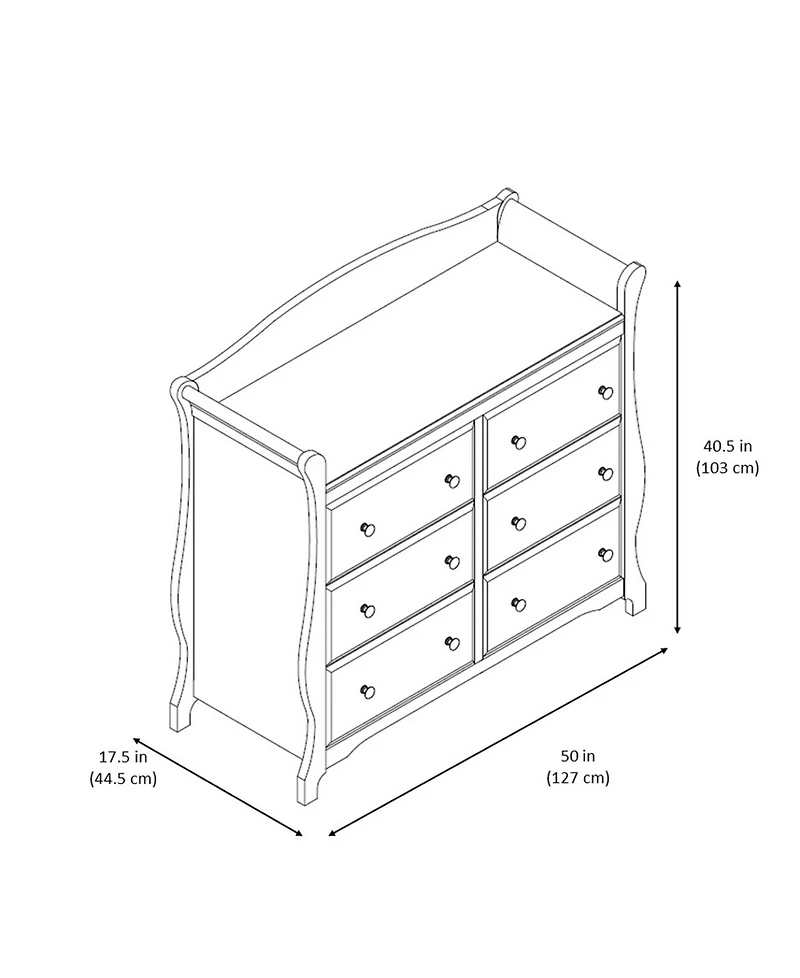 Storkcraft Avalon 6 Drawer Universal Double Dresser - White