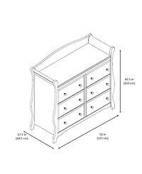 Storkcraft Avalon 6 Drawer Universal Double Dresser - White