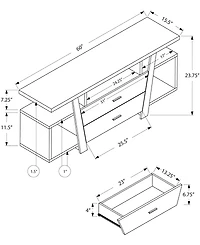 Monarch Specialties 60"L Tv Stand With 2 Drawers in Dark Taupe