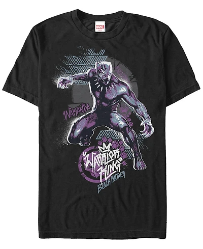 Marvel Men's Black Panther Geometric Warrior King Short Sleeve T-Shirt