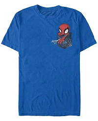 Fifth Sun Marvel Men's Spider-Man Left Chest Pocket Short Sleeve T-Shirt
