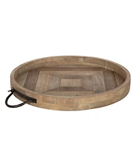 Kate and Laurel Marmora Wood Metal Round Tray - 18" x 18.25"