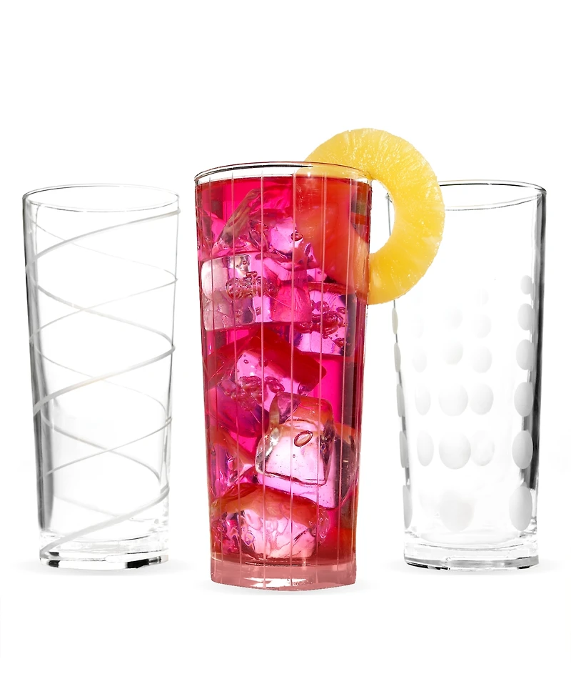 Mikasa Cheers Patterned Highball Glasses, Set of 4