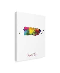 Michael Tompsett Puerto Rico Watercolor Map Ii Canvas Art - 15" x 20"