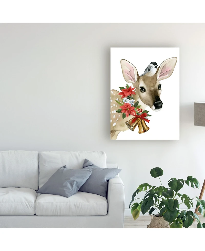 Grace Popp Deer Christmas I Canvas Art - 15" x 20"