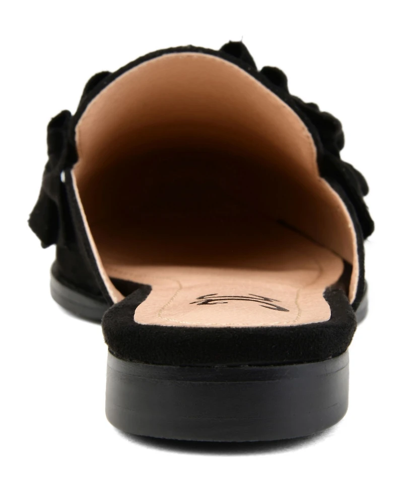 Journee Collection Women's Kessie Ruffle Pointed Toe Slip On Mules