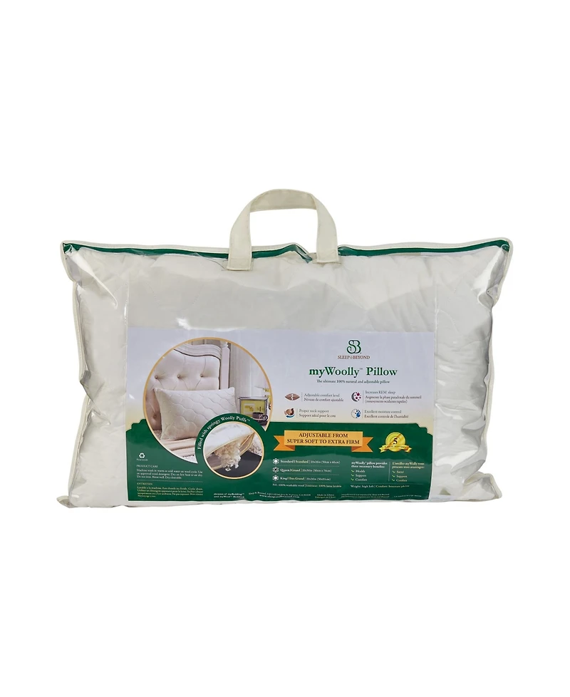 Sleep & Beyond Mywoolly Natural Adjustable and Washable Wool Pillow