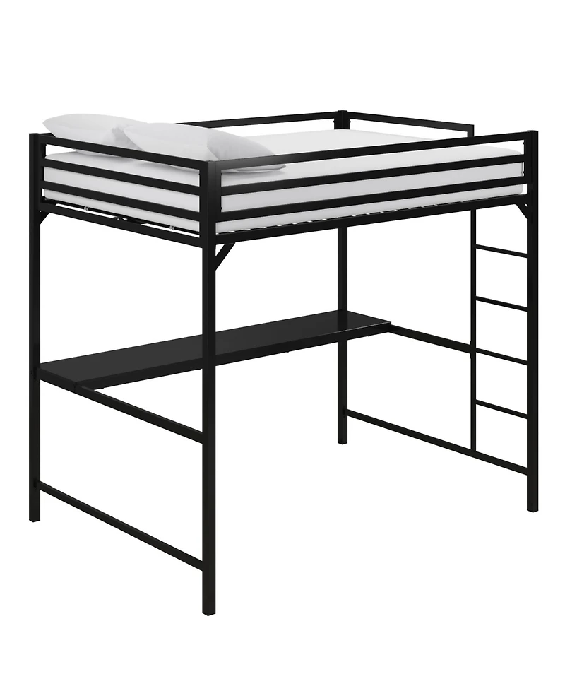 EveryRoom Mason Metal Full Loft Bed with Desk