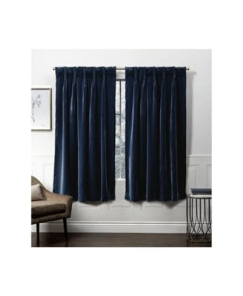 Exclusive Home Curtains Velvet Heavyweight Pinch Pleat Curtain Panel Pair