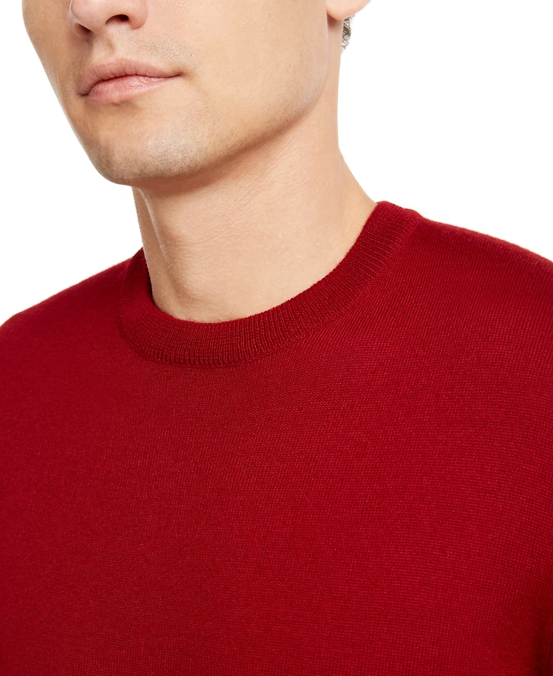 Club Room Men's Solid Crew Neck Merino Wool Blend Sweater