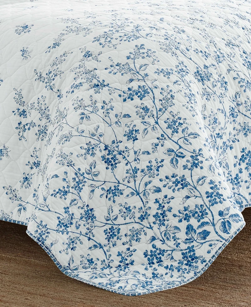 Laura Ashley Flora Cotton Reversible 3 Piece Quilt Set