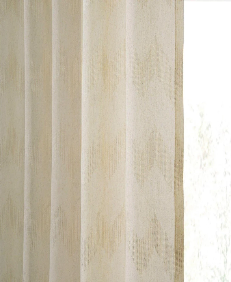 Half Price Drapes Sirius Striped Patterned Faux Linen Sheer Curtain