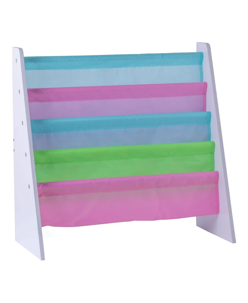 Basicwise 4 Tiered Colorful Lined Kids' Sling Magazine Book Rack
