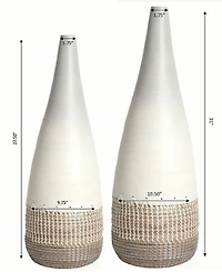 Uniquewise Spun Bamboo and Coiled Seagrass Patterned Vase, Set of 2