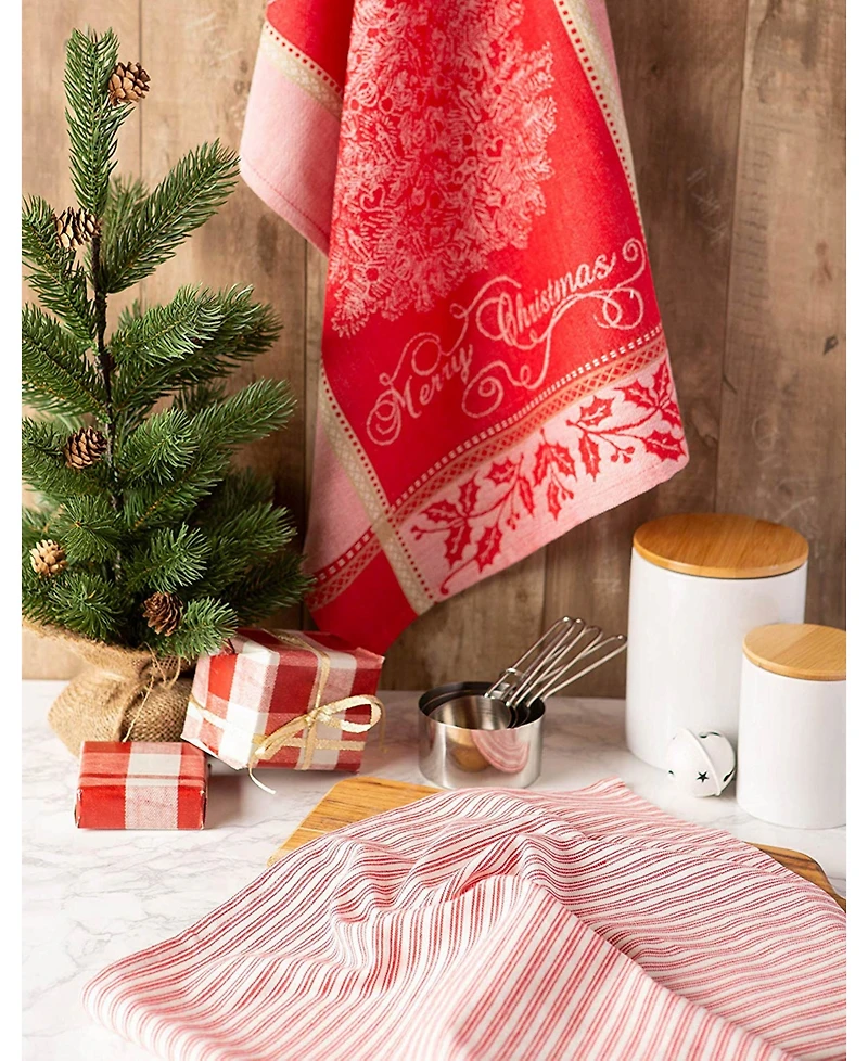 Design Imports Assorted Vintage-Like Merry X-mas Dishtowel Set