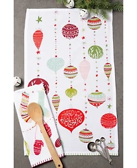 Design Imports Assorted X-mas Trimmings Printed Dishtowel Set