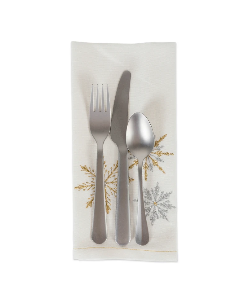 Design Imports Sparkle Snowflakes Embroidered Napkin, Set of 6