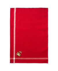 Design Imports Stripe Holly Mistletoe Holiday embroidered Dishtowel Set