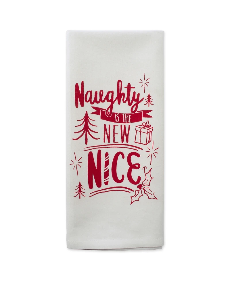 Design Imports Assorted Naughty Nice Holiday Printed Dishtowel Set