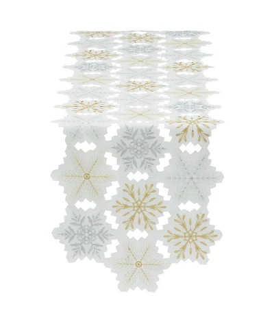 Design Imports Embroidered Snowflakes Table Runner