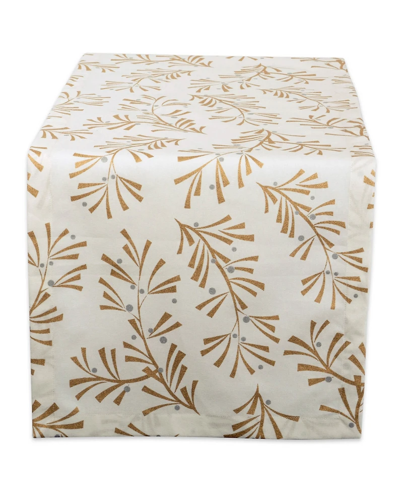 Design Imports Metallic Holly Leaves Table Runner
