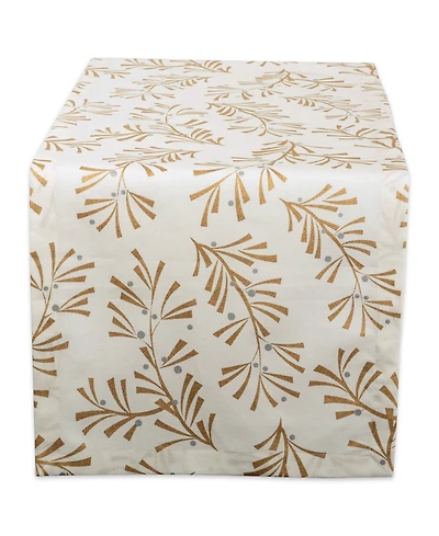Design Imports Metallic Holly Leaves Table Runner
