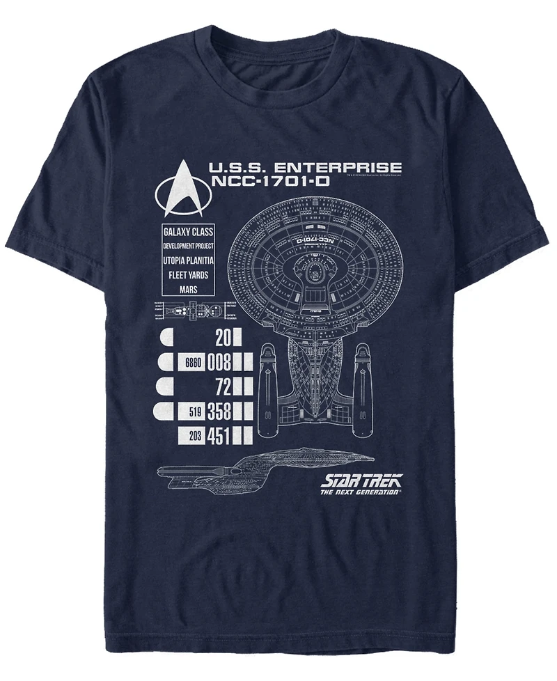 Star Trek Men's The Next Generation U.s.s. Enterprise Ncc-1701-d Schematic Short Sleeve T-Shirt
