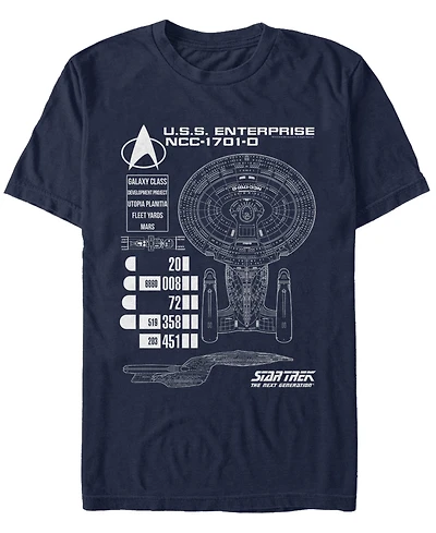 Star Trek Men's The Next Generation U.s.s. Enterprise Ncc-1701-d Schematic Short Sleeve T-Shirt