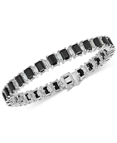 Black Sapphire (18 ct. t.w.) & White Topaz (4 ct. t.w.) Tennis Bracelet in Sterling Silver