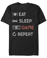 Nintendo Men's Nes Eat Sleep Game Repeat Short Sleeve T-Shirt
