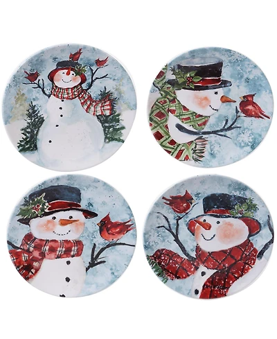 Certified International Watercolor Snowman 4-Pc. Dessert Plate