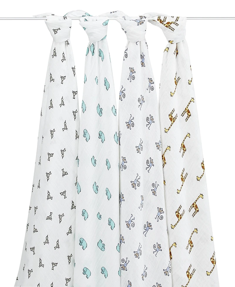 aden by aden + anais Baby Boys or Baby Girls Jungle Swaddles, Pack of 4