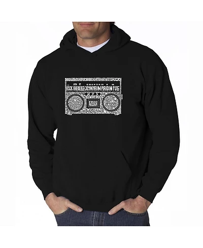 La Pop Art Men's Word Hooded Sweatshirt - Greatest Rap Hits of The 1980's