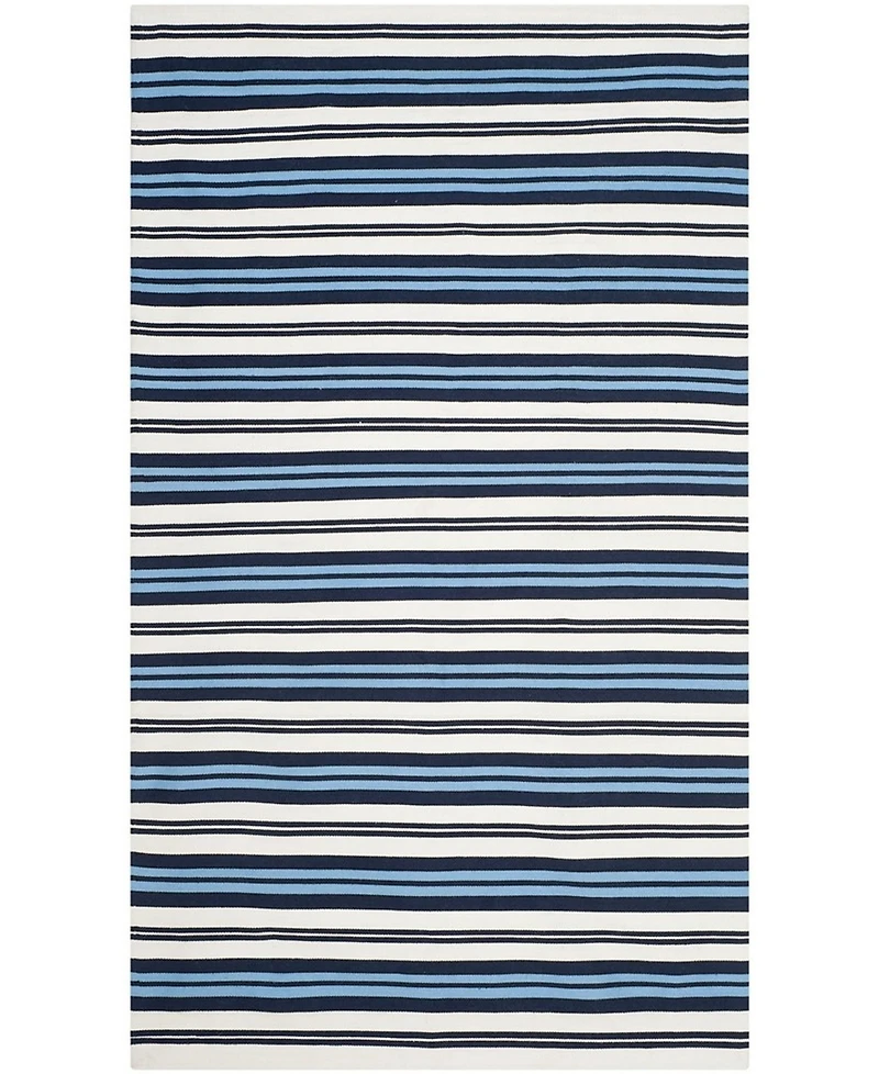 Lauren Ralph Lauren Leopold Stripe LRL2462B White and French Blue 4' X 6' Outdoor Area Rug