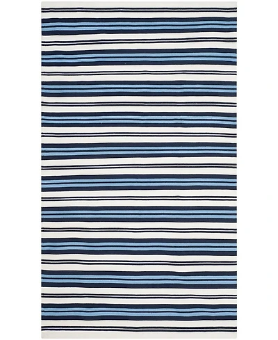 Lauren Ralph Lauren Leopold Stripe LRL2462B White and French Blue 4' X 6' Outdoor Area Rug