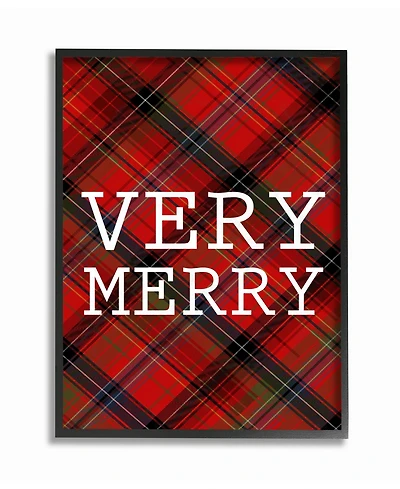Stupell Industries Very Merry Christmas Tartan Framed Giclee Art, 16" x 20"