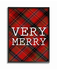 Stupell Industries Very Merry Christmas Tartan Framed Giclee Art, 16" x 20"