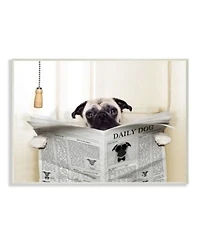Stupell Industries Pug Reading Newspaper In Bathroom Art Collection