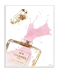 Stupell Industries Glam Perfume Bottle Splash Pink Gold Wall Plaque Art, 12.5" x 18.5"